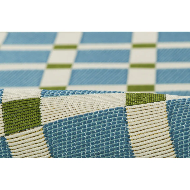 Icon Geometric Indoor Outdoor Blue Rug Rectangle 5'3" x 7'6"