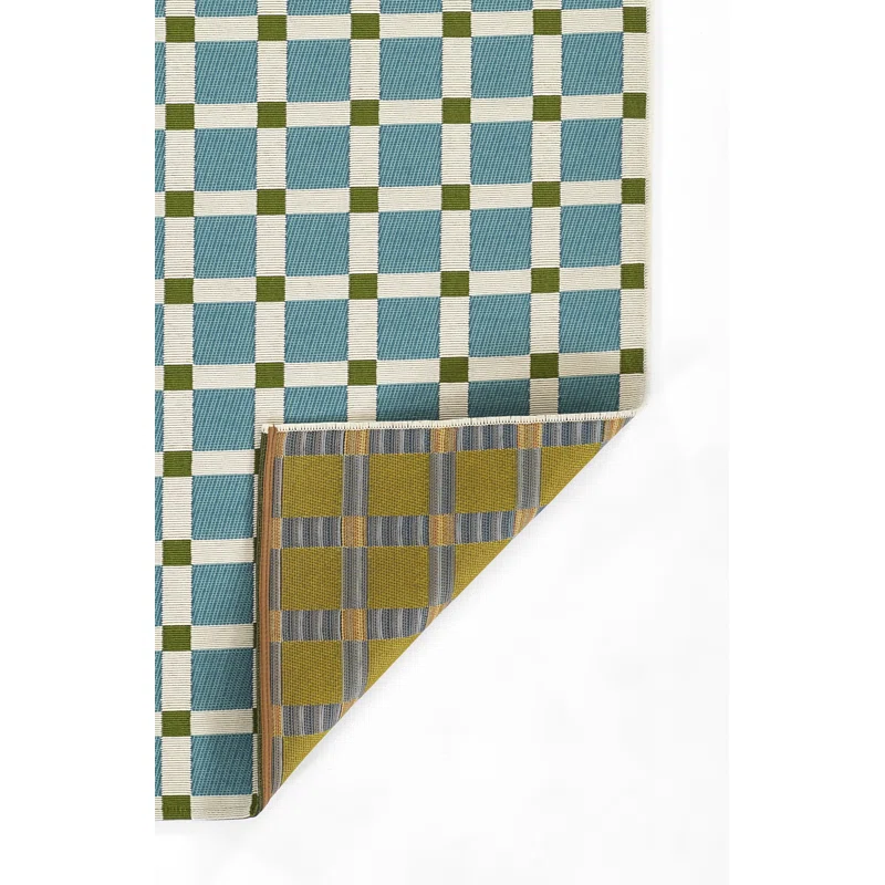 Icon Geometric Indoor Outdoor Blue Rug Rectangle 5'3" x 7'6"