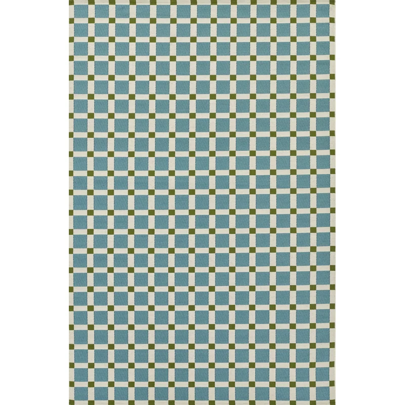 Icon Geometric Indoor Outdoor Blue Rug Rectangle 5'3" x 7'6"