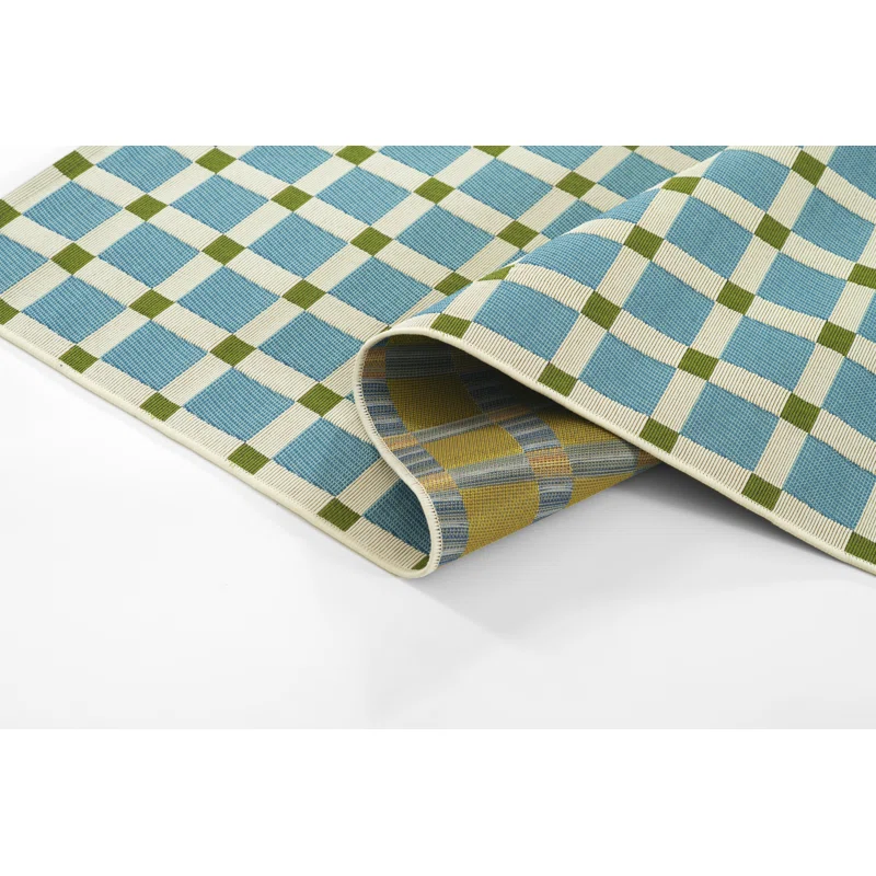 Icon Geometric Indoor Outdoor Blue Rug Rectangle 5'3" x 7'6"