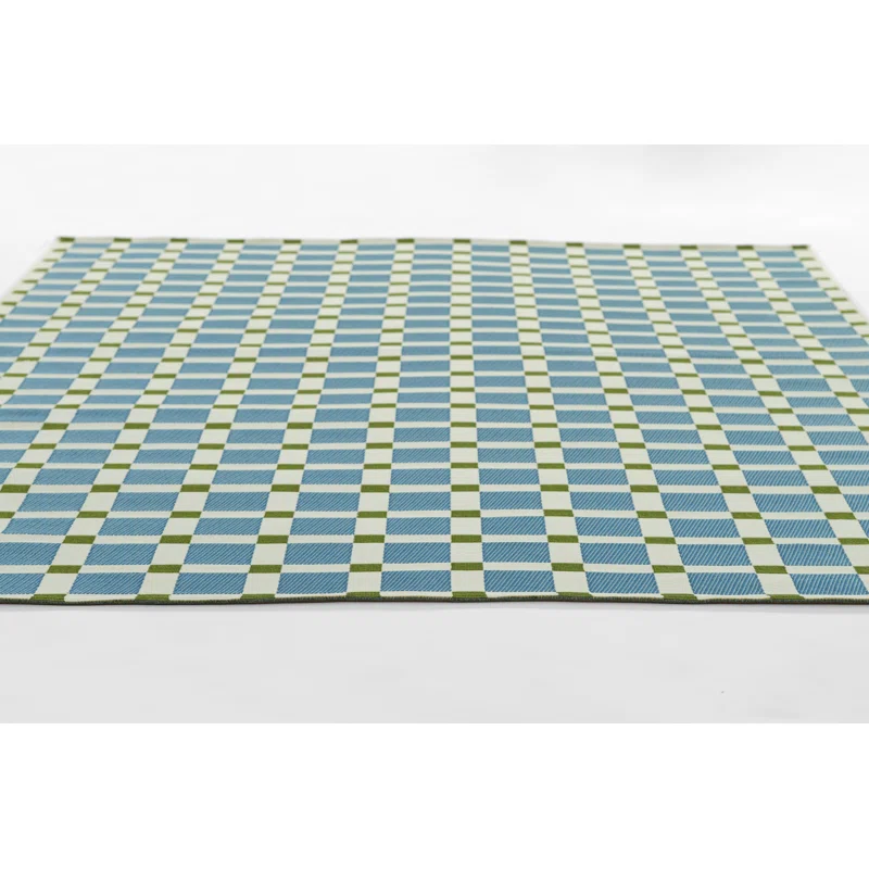 Icon Geometric Indoor Outdoor Blue Rug Rectangle 5'3" x 7'6"