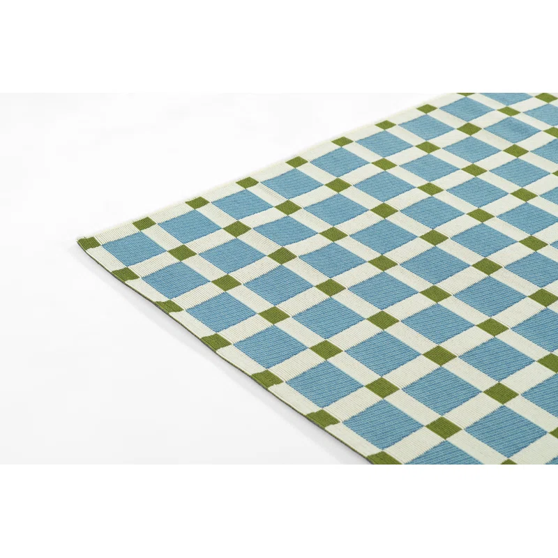 Icon Geometric Indoor Outdoor Blue Rug Rectangle 5'3" x 7'6"