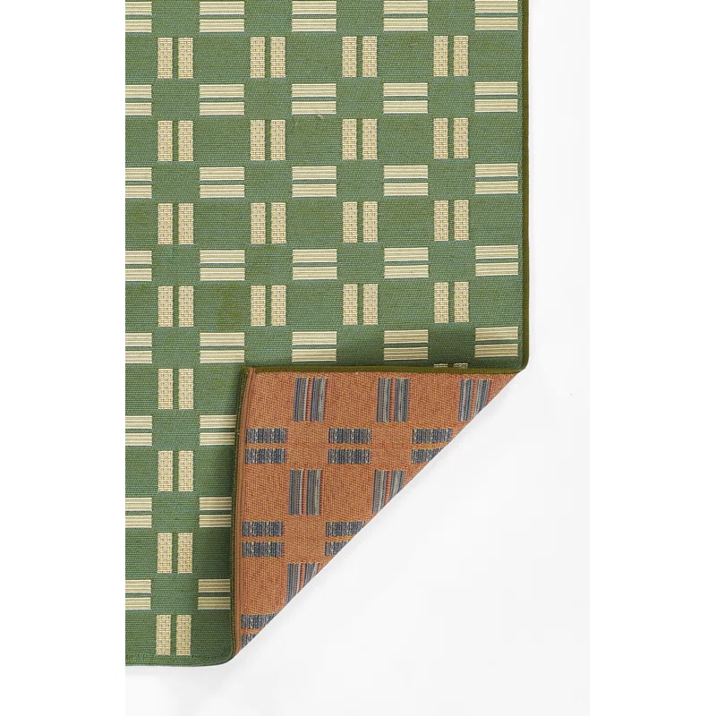 Icon Geometric Indoor Outdoor Green Rug Rectangle 2' x 3'