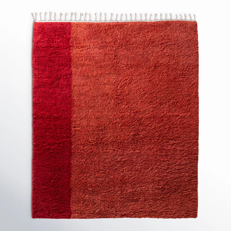Essi Handmade Wool Red Rug Rectangle 5' x 8'