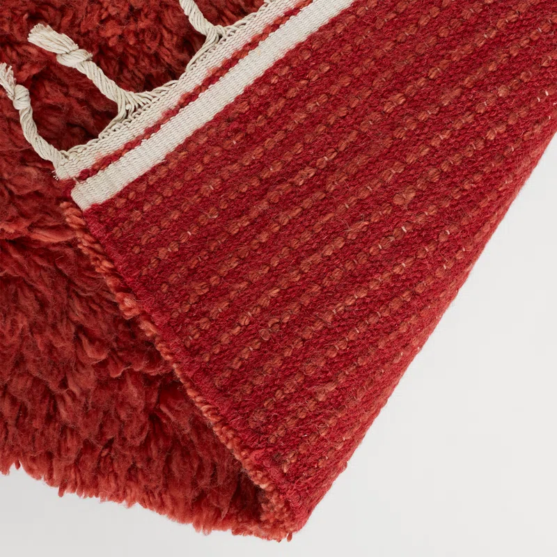 Essi Handmade Wool Red Rug Rectangle 5' x 8' 4 Essi Handmade Wool Red Rug Rectangle 5' x 8'