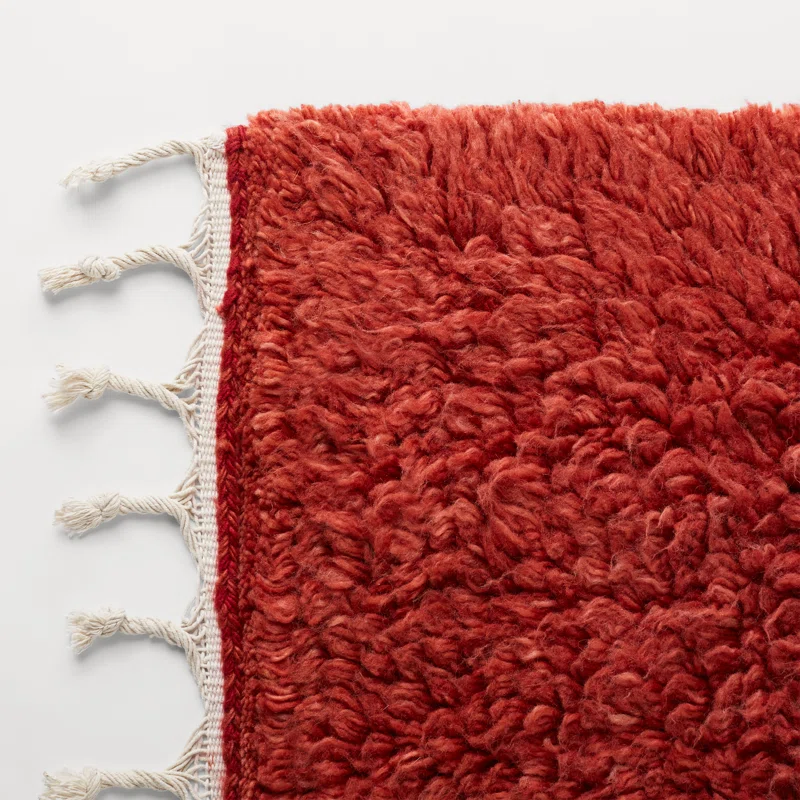 Essi Handmade Wool Red Rug Rectangle 5' x 8' 5 Essi Handmade Wool Red Rug Rectangle 5' x 8'