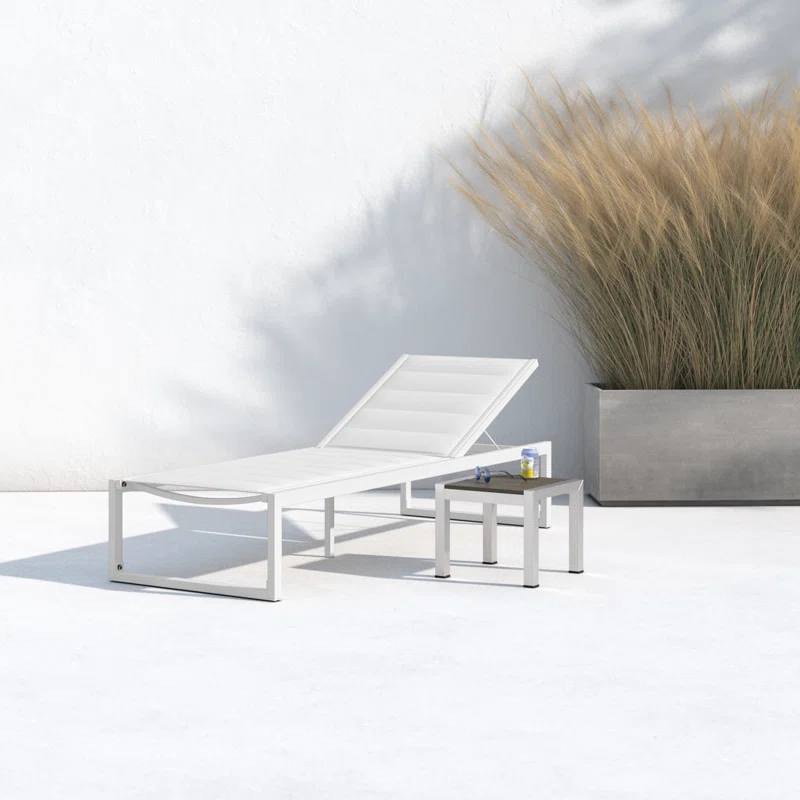 Armando Outdoor Aluminum Chaise Lounge White