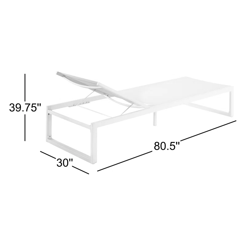 Armando Outdoor Aluminum Chaise Lounge White