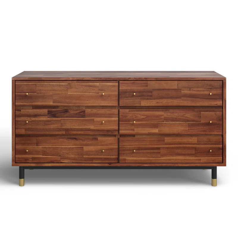 Dakota 6 Drawer 58'' W Wood Double Dresser