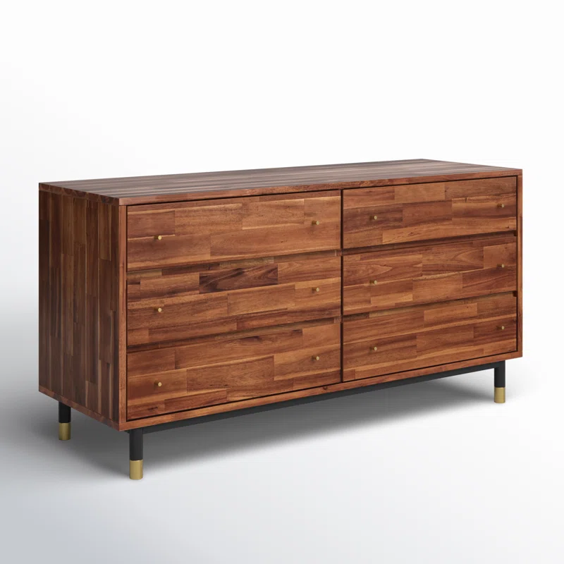 Dakota 6 Drawer 58'' W Wood Double Dresser