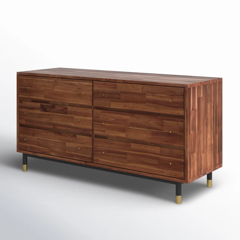 Dakota 6 Drawer 58'' W Wood Double Dresser