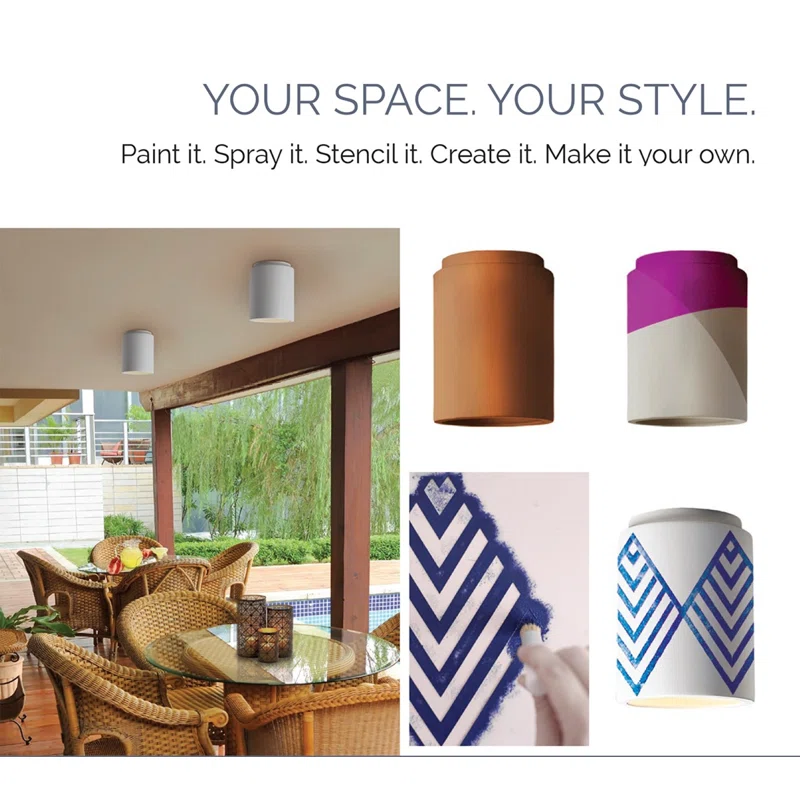 Logan 2 Light Ceramic Dimmable Flush Mounted Sconce Bisque,Incandescent,14.25" H x 12.75" W x 6.25" D