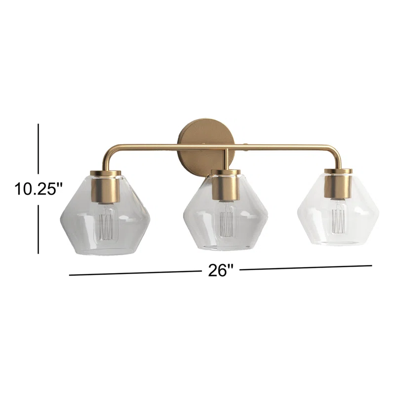 Rooks 3 Light Dimmable Vanity Light Satin Brass,Clear