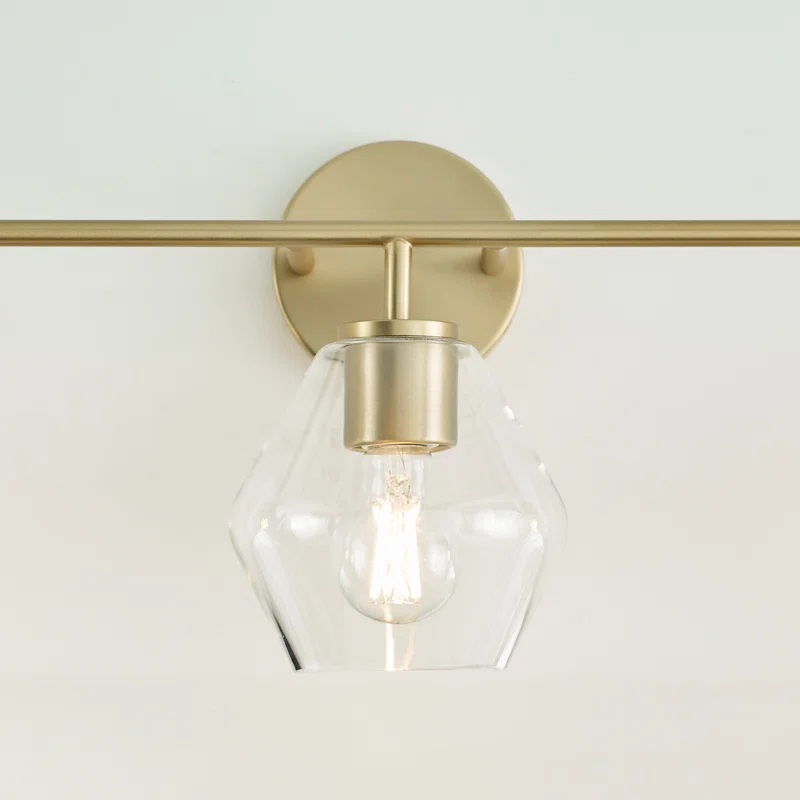 Rooks 3 Light Dimmable Vanity Light Satin Brass,Clear