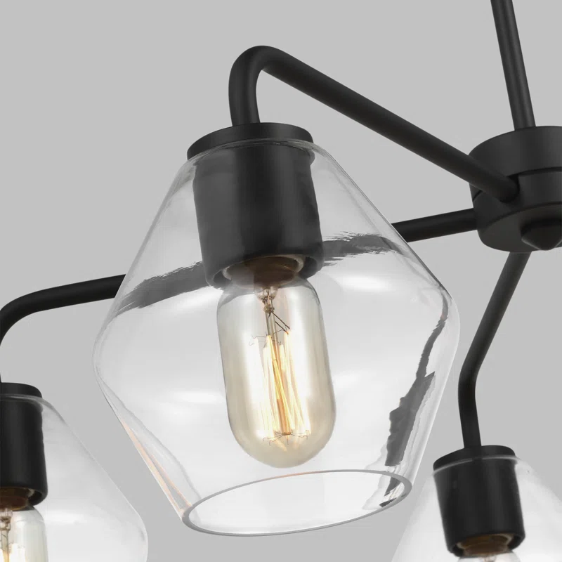 Rooks 5 - Light Sputnik Linear Chandelier Midnight Black