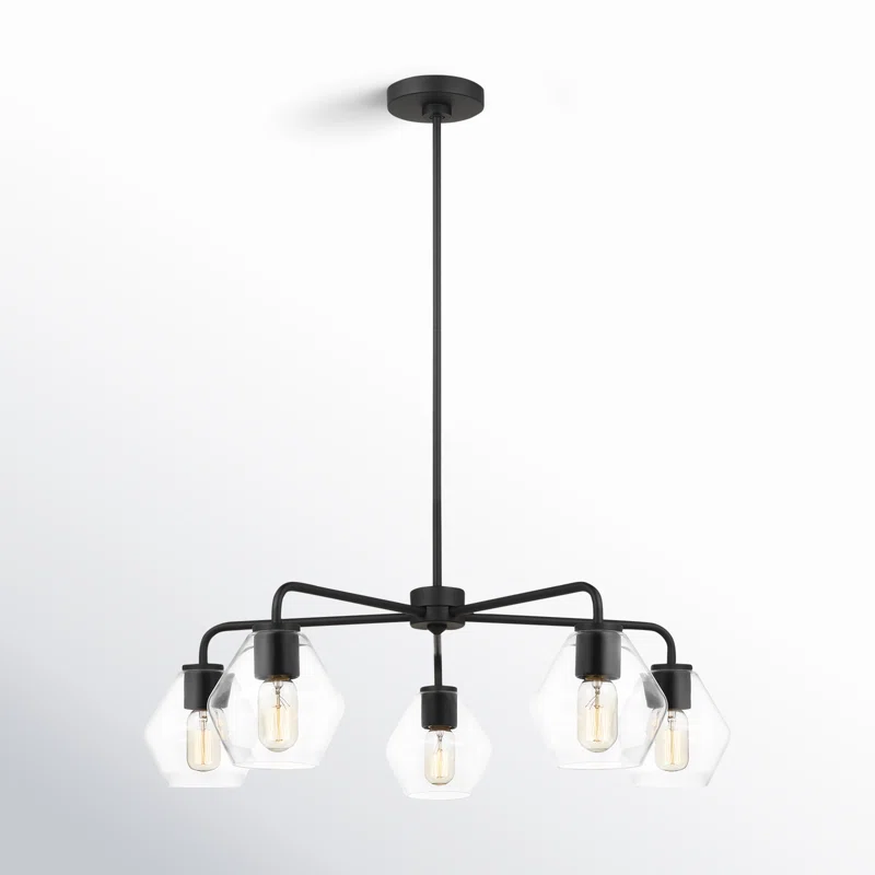 Rooks 5 - Light Sputnik Linear Chandelier Midnight Black