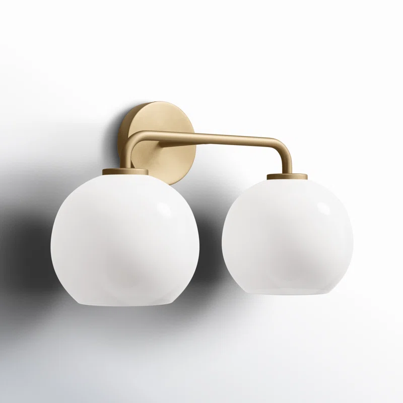 Childerley 2 Light Dimmable Vanity Light Satin Brass,White