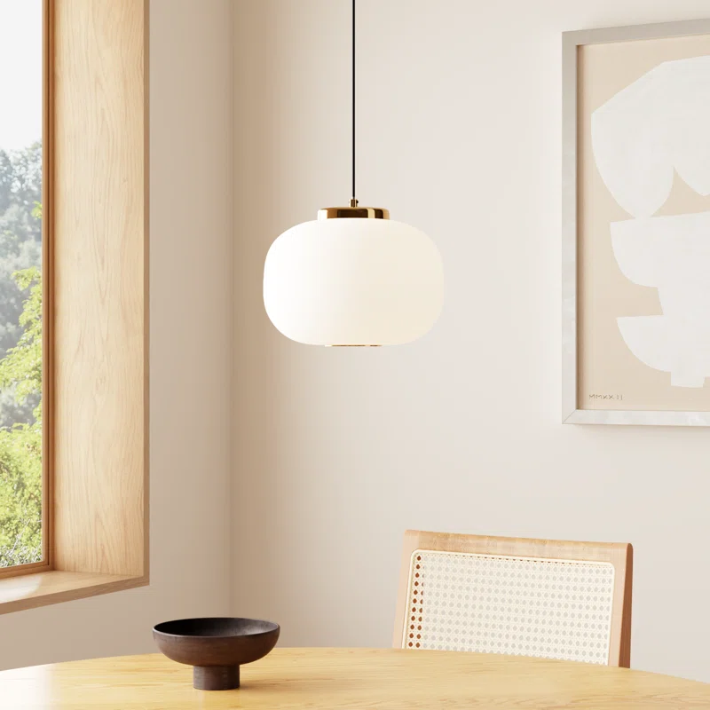 Kace Single Light Glass Dimmable Pendant 7.5'' H x 9'' W x 9'' D