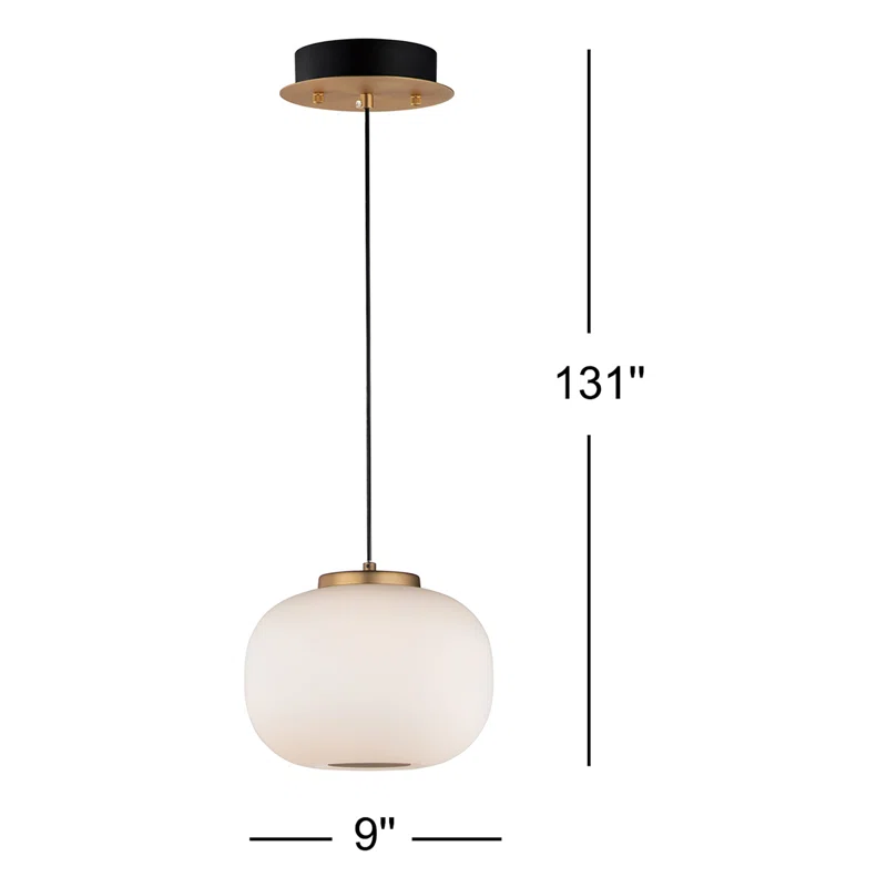 Kace Single Light Glass Dimmable Pendant 7.5'' H x 9'' W x 9'' D