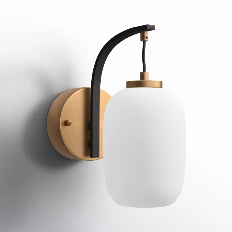 Kace Single Light Glass Steel Dimmable Armed Sconce