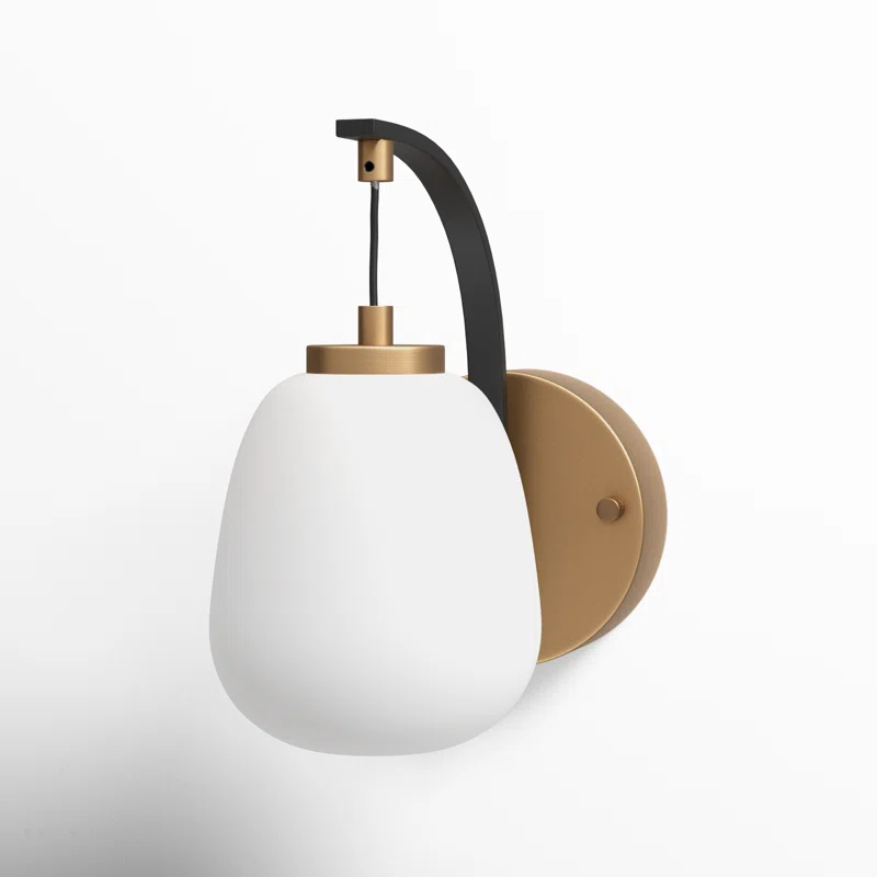 Kace Single Light Glass Steel Dimmable Armed Sconce