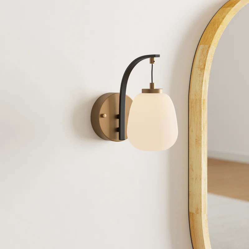 Kace Single Light Glass Steel Dimmable Armed Sconce