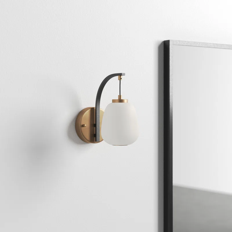 Kace Single Light Glass Steel Dimmable Armed Sconce