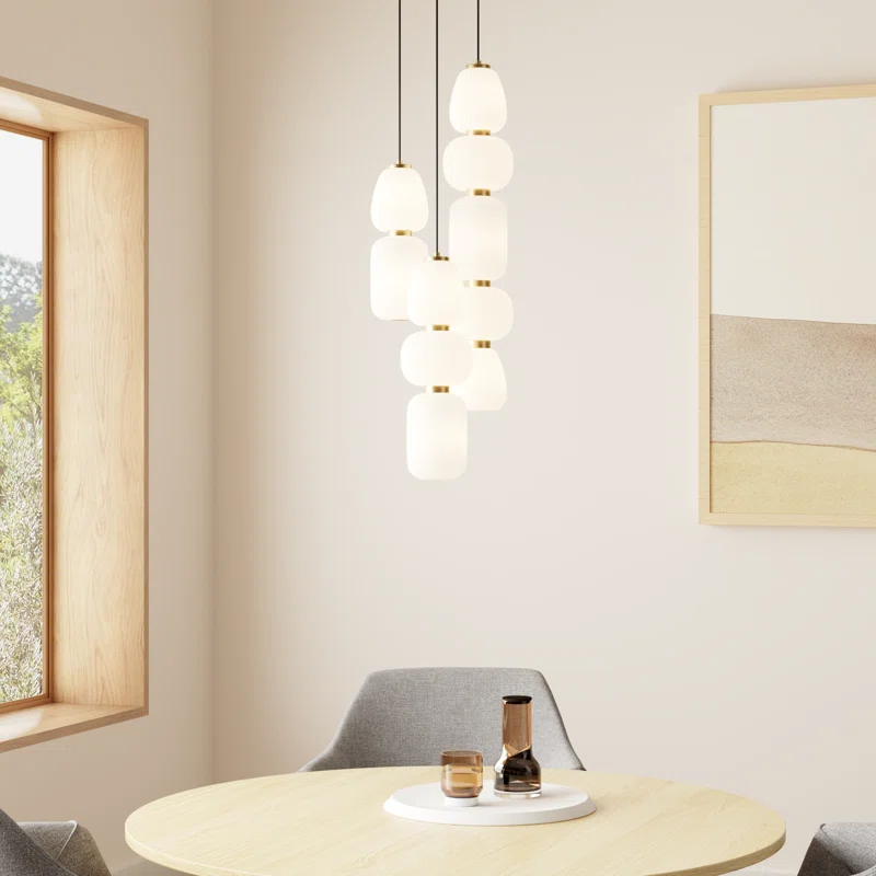 Kace 3 Light Glass Dimmable LED Pendant