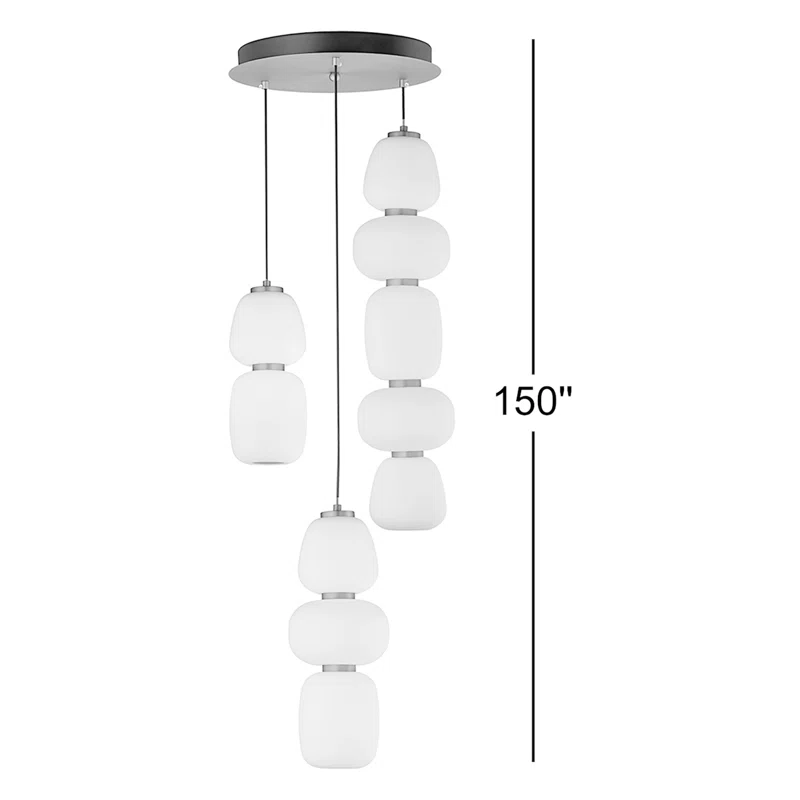 Kace 3 Light Glass Dimmable LED Pendant