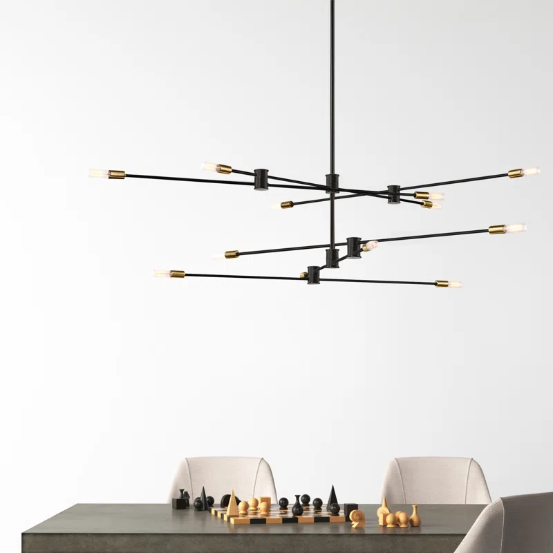Jordy 12 - Light Sputnik Modern Linear Chandelier Bronze
