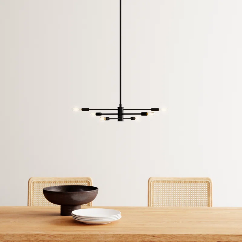 Jordy 6 - Light Sputnik Modern Linear Chandelier Matte Black
