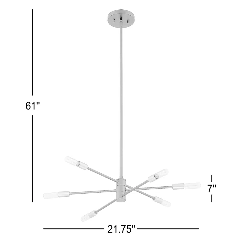 Jordy 6 - Light Sputnik Modern Linear Chandelier Matte Black