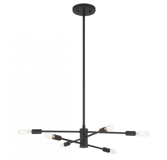 Jordy 6 - Light Sputnik Modern Linear Chandelier Matte Black