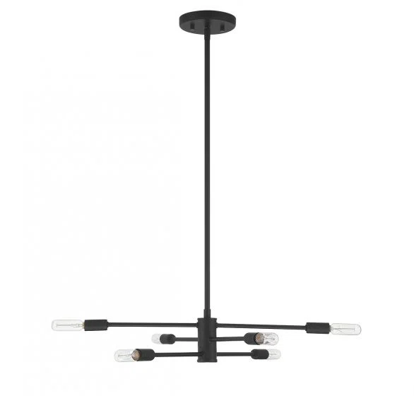 Jordy 6 - Light Sputnik Modern Linear Chandelier Matte Black