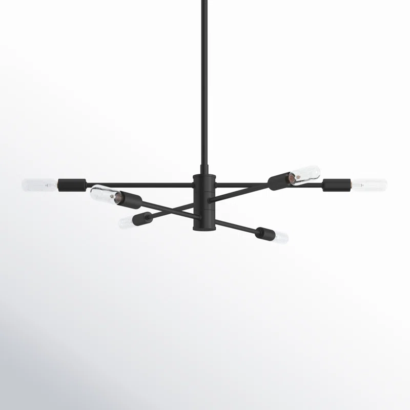 Jordy 6 - Light Sputnik Modern Linear Chandelier Matte Black