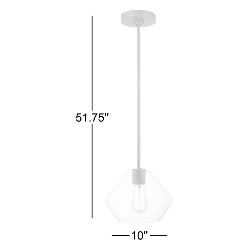 Rooks Single Light Glass Dimmable Pendant Black