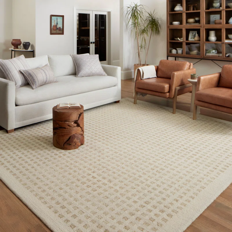 Chris Loves Julia x Loloi Polly Handmade Ivory/Natural Rug Rectangle 7'9" x 9'9"