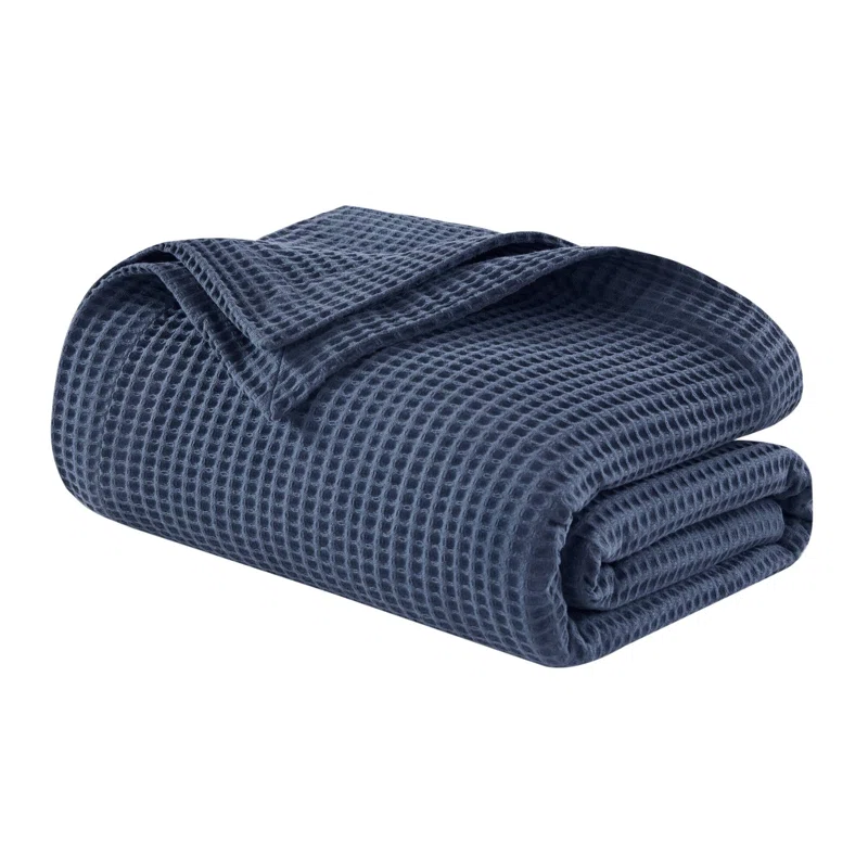 Waffle Weave 100% Cotton Blanket Queen,Indigo