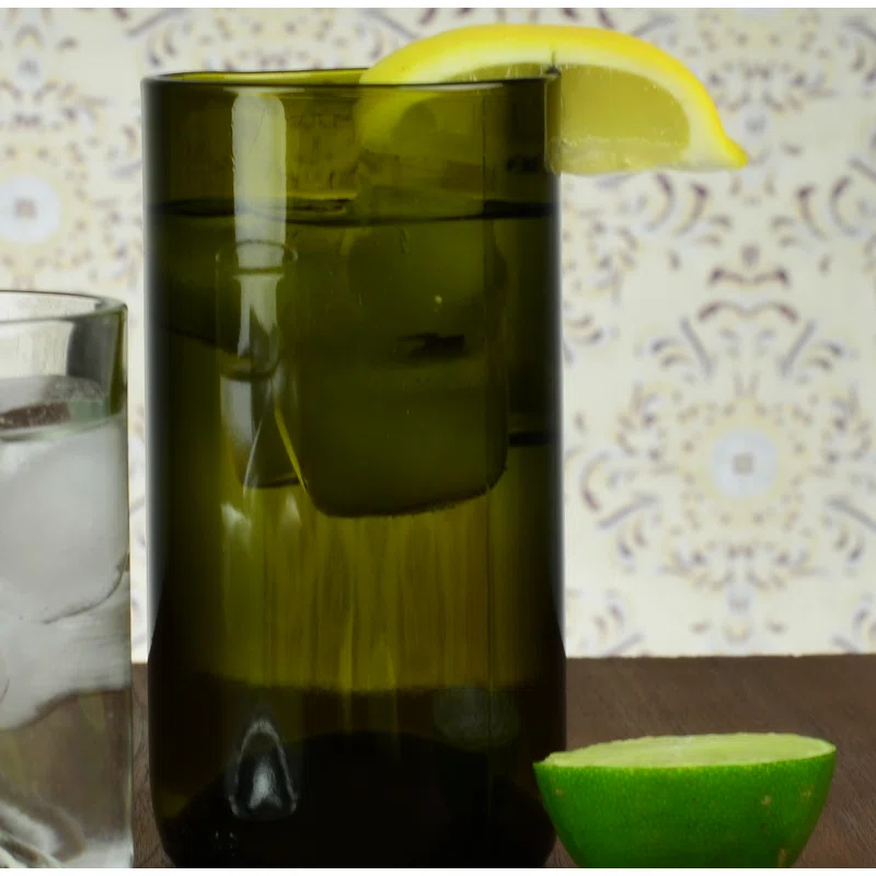 Tompson 16 oz. Drinking Glass (Set of 6) (Set of 6) Olive Green