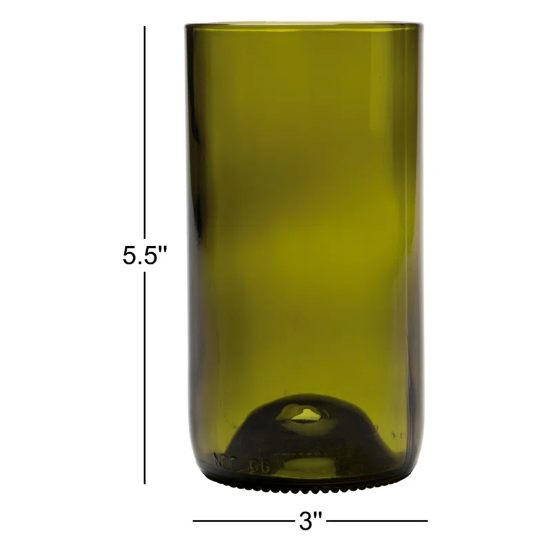 Tompson 16 oz. Drinking Glass (Set of 6) (Set of 6) Olive Green