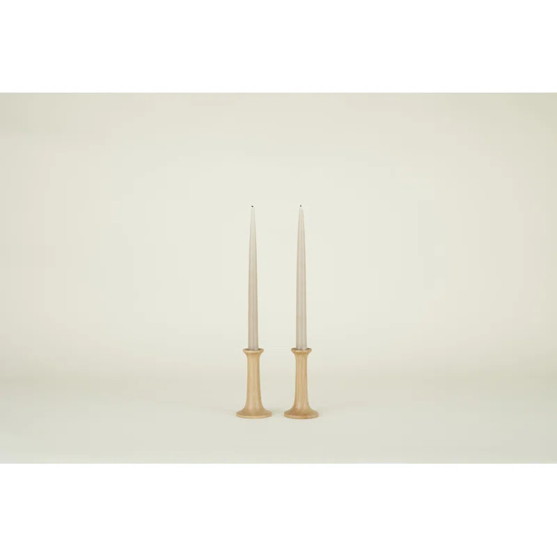 Solid Wood Tabletop Candlestick Oak,5.5" H x 3.5" W x 3.5" D