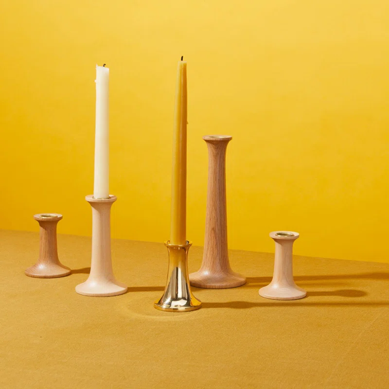 Solid Wood Tabletop Candlestick Oak,5.5" H x 3.5" W x 3.5" D 4 Solid Wood Tabletop Candlestick Oak,5.5" H x 3.5" W x 3.5" D