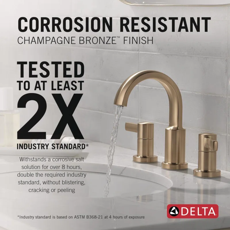 Albion Widespread Bathroom Faucet 3 Hole, 2-handle Bathroom Sink Faucet with Drain Assembly Champagne Bronze 8 Albion Widespread Bathroom Faucet 3 Hole, 2-handle Bathroom Sink Faucet with Drain Assembly Champagne Bronze