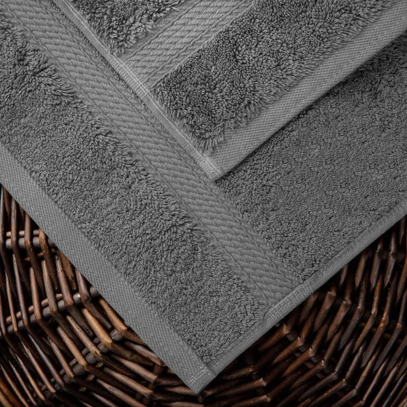 Renata Certified Egyptian Cotton 800 GSM Plush Heavy Highly Absorbent Luxury Washcloth  (Set of 6) Charcoal