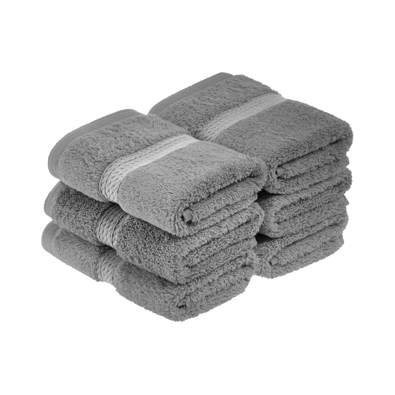 Renata Certified Egyptian Cotton 800 GSM Plush Heavy Highly Absorbent Luxury Washcloth  (Set of 6) Charcoal