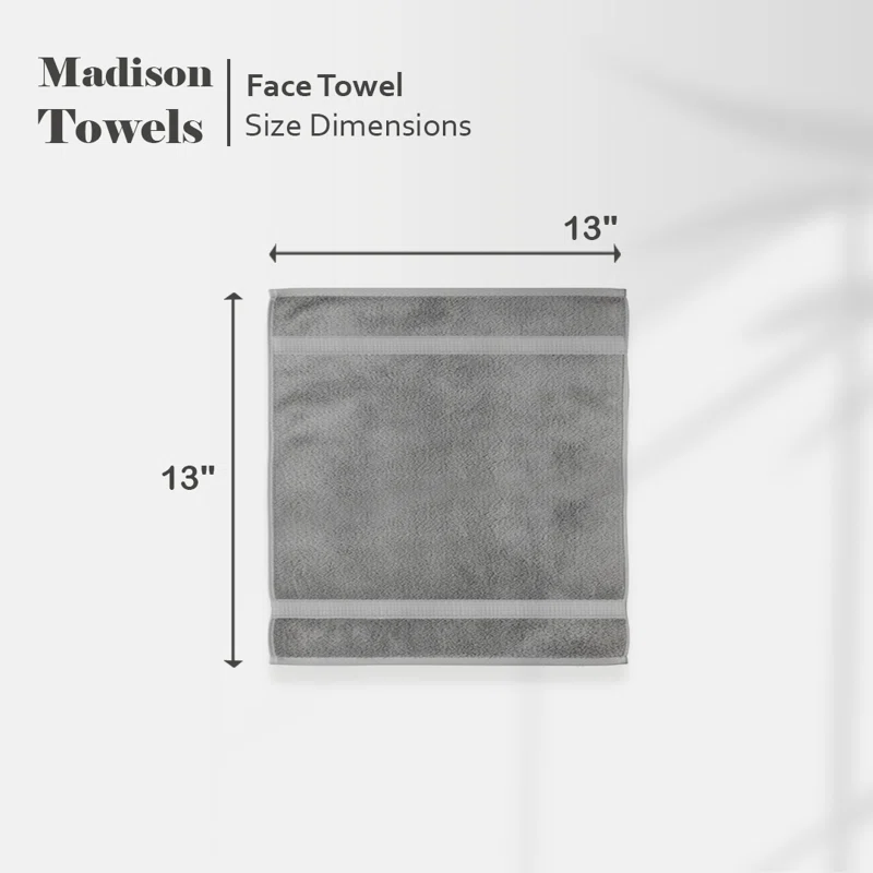 Renata Certified Egyptian Cotton 800 GSM Plush Heavy Highly Absorbent Luxury Washcloth  (Set of 6) Charcoal