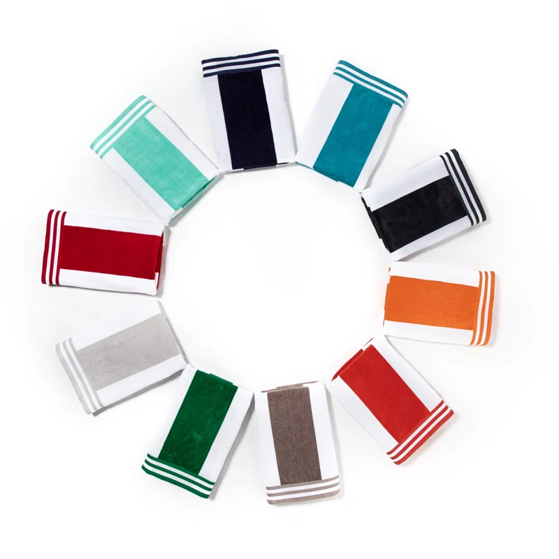 Calheta Cotton Oversized Cabana Stripe Beach Towels Orange,6