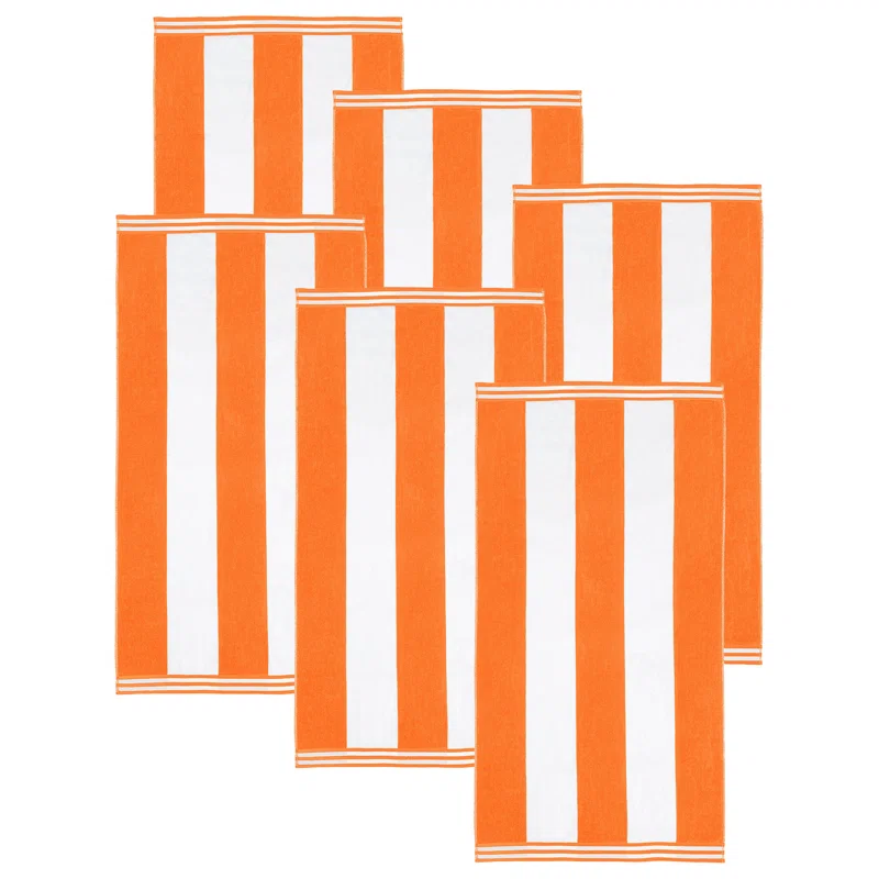Calheta Cotton Oversized Cabana Stripe Beach Towels Orange,6
