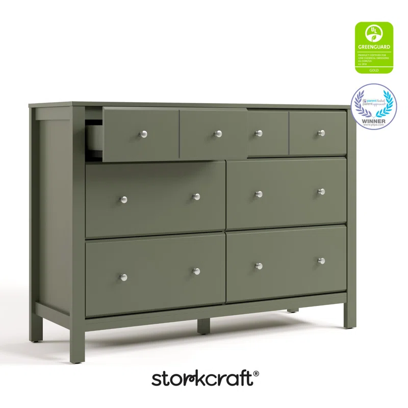 Horizon 6 Drawer Double Dresser Olive
