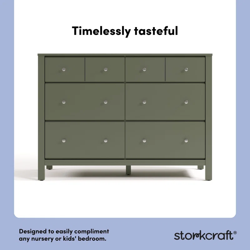 Horizon 6 Drawer Double Dresser Olive